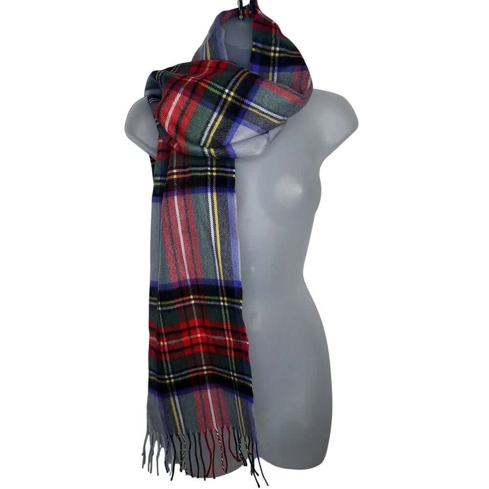 Made in Scotland 100% Cashmere Scarf Fringe Plaid Tartan 66"x12" Unisex Scottish